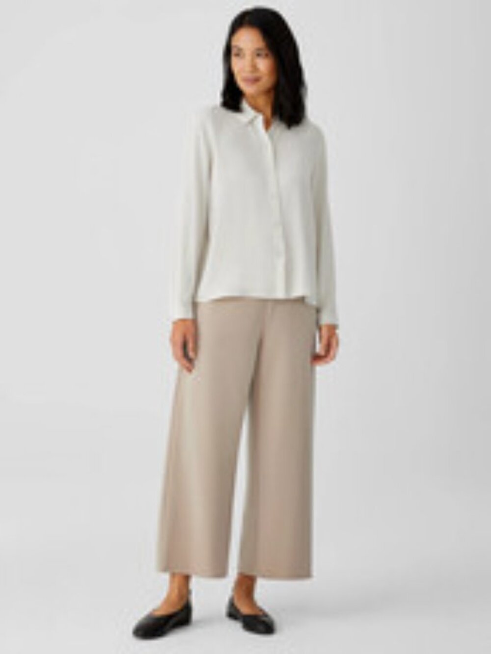 NWT Eileen Fisher High Waist Wide Leg Flex Ponte Pants, Wheat, M